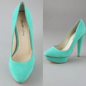 *SOLD* Elizabeth & James Mason Teal Suede Platform Pumps